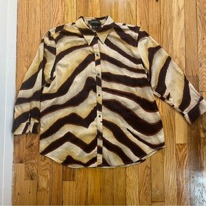 Vintage Lauren Ralph Lauren - Long Sleeve Animal Print Blouse